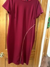 SHEIN burgundy 1X Work Wear Zipper Detail Sheath dress