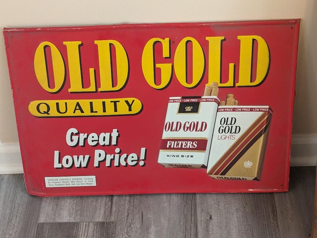 Vintage Old Gold Cigarette Aluminum Sign 25 5/8