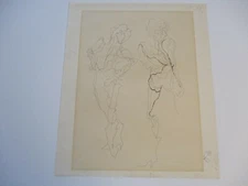 NUDE FIGURES 1950 DRAWING STILL LIFE PORTRAIT SURREAL  EXPRESSIONISM MID CENTURY