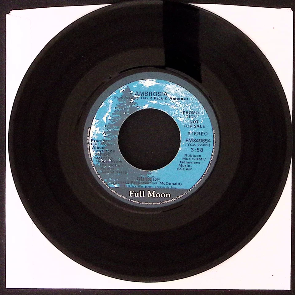 AMBROSIA OUTSIDE FULL MOON RECORDS PROMO VINYL 45 43-105 - Image 2 of 2