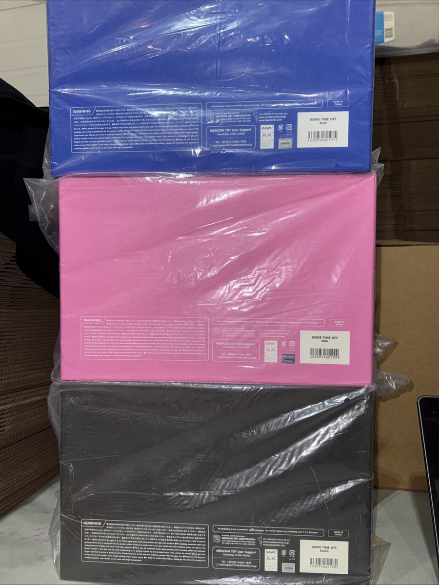 KAWS TIME OFF (FULL SET OF 3) Vinyl Figures Pink Blue Black