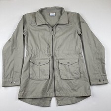Columbia Field Jacket Youth Girls L 14-16 Canvas Lightweight Full Zip Beige