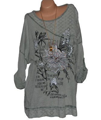 Italy Moda Tunika Pullover Blume Schmetterling Übergröße 42 - 48 N°105
