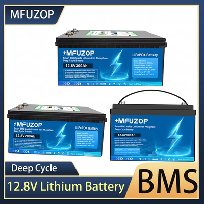 MFUZOP 12V 100AH 200AH 300AH Lithium LiFePO4 Battery Deep Cycle 