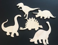 5-Pack Dinosaurs Boy's Room Decor Wall T REX Laser Unfinished Wood Cutout Crafts
