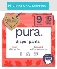 New PURA Chlorine FREE 15 Count Disposable Diapers Pants Size 9