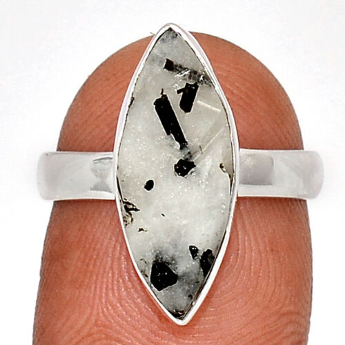 Natural Black Tourmaine In Quartz 925 Sterling Silver Ring Jewelry s.7 CR33008 - Picture 1 of 1
