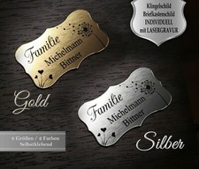 Türschild Klingelschild Briefkastenschild Namensschild selbstklebend inkl Gravur