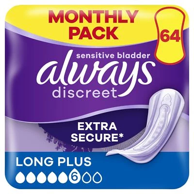 Incontinence Pads Women Long Plus Always Discreet Pads Absorbency 5 64 Sanita...