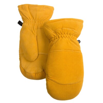 Auclair Men's Elk Suede Leather Mittens, White Acrylic Lining Insert, Tan  M-XL