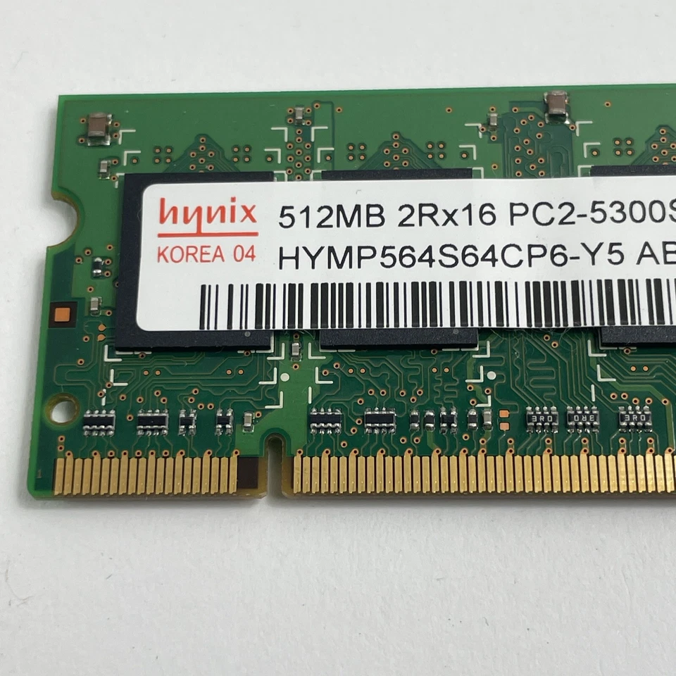 Memoria Hynix 5300S 512 MB Laptop PC RAM DDR2 2RX16 HYMP564S64CP6-Y5 Foto 3 de 4