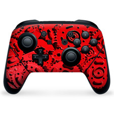 Nintendo Switch Pro Controller Skin Decal Vinyl Wrap - Red Gears Cogs