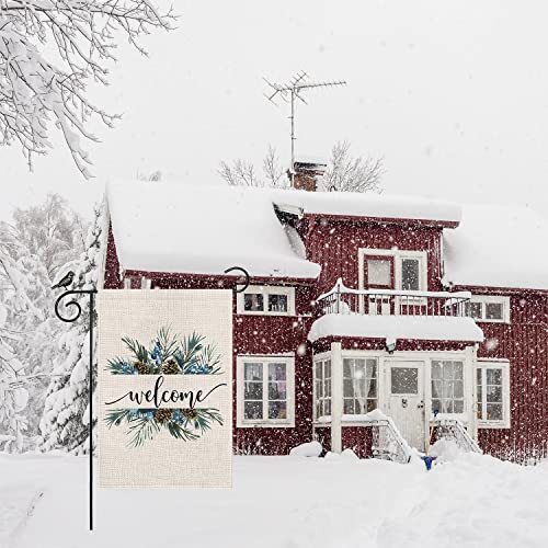 Welcome Winter Garden Flag 12x18 Inch Double Sided, Pine Twigs 12x18 inch - Bild 3 von 7