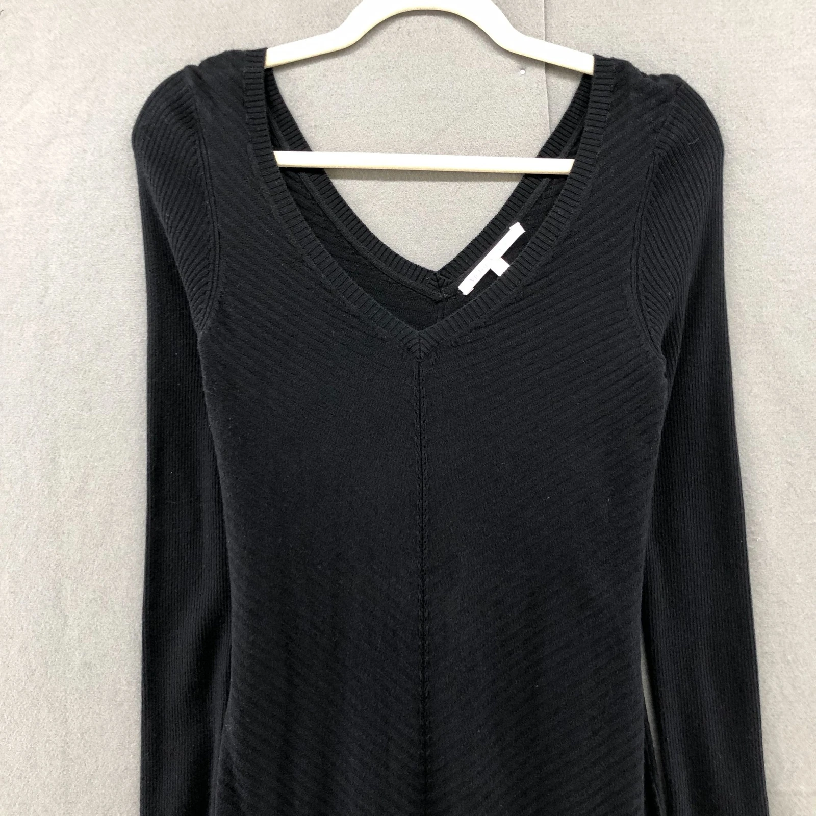 UNDERCOVER Victoria's Secret Cotton Cashmere Sweater Dress Sz S Black V Neck Tunic L Fitted