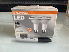 Lot Of Two New Sylvania 9W PAR30 Long Neck LED Light Bulbs White 3000K 650lm