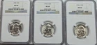 1954 P, 1954 D, 1954 S, Date Run Set Washington Quarter NGC "MS-66 Silver  A-335