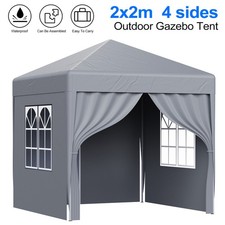 LOEFME Pop Up Gazebo 2x2m Awning Party Tent Canopy Marquee Black/Grey/Blue