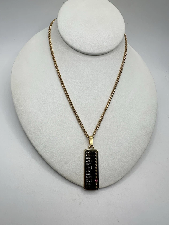 Золотистый октябрь день рождения подвеска розовый камень 18 дюймов ожерелье зодиак календарь читать - Изображение 2 из 4