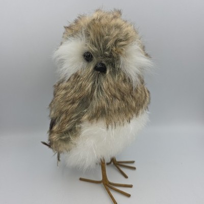 Realistic lifelike Owl whispy feathers Faux Fur 12 Inches Tall Collectible Nice