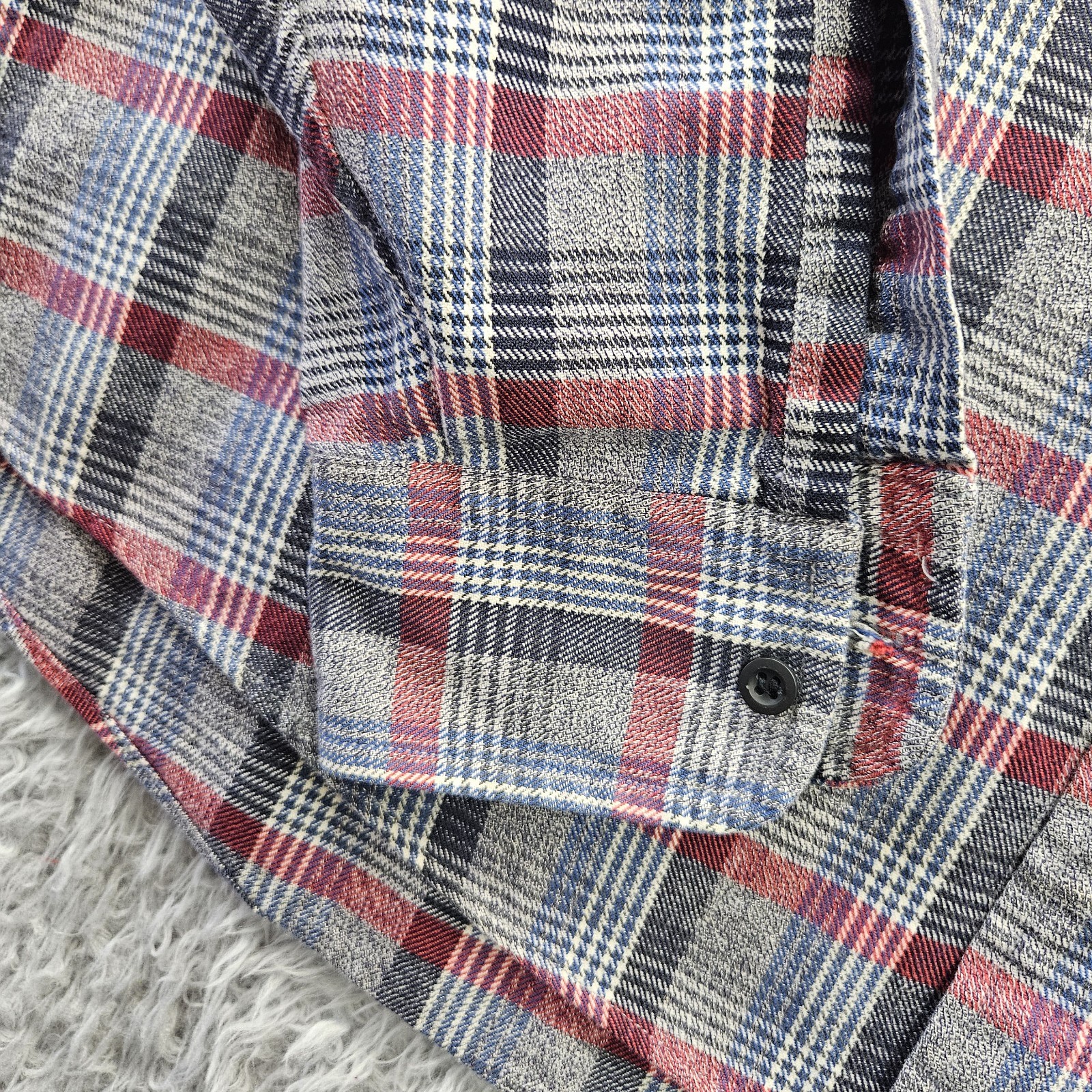 Camicia YSL YVES SAINT LAURENT quadri flanella grigio medio tasca media