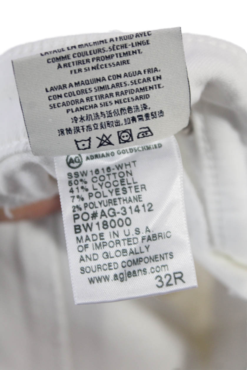 AG Adriano Goldschmied Womens Cotton Mid Rise Straight Leg Jeans White Size 32 thumbnail 6