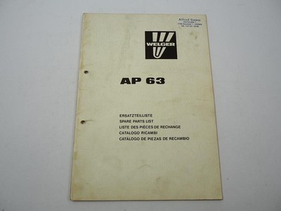 Welger AP63 Baler Parts List Parts Catalog 1984