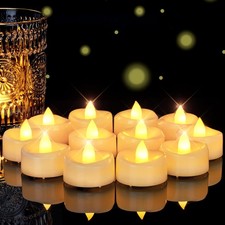 5plots 12/24/50/100/150Pack Tea Lights Candles Battery Operated,Ivory Shell