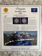2005 P & D OREGON PCS STATEHOOD QUARTER & STAMP COLLECTION VOLUME 2 SHEET