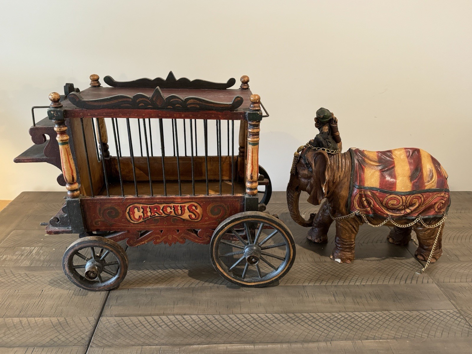1920-1940s Barnum & Bailey Circus Wagon w/ Clown, Elephant & Two Bears Set Of 5
