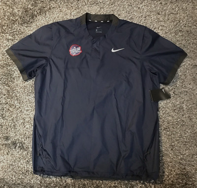 Nike Baseball Short Sleeve Pullover Mens Large Blue MLB Warm Up Wind Shirt NEW
