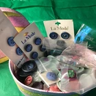 Vintage Buttons Lot In Easter Egg Shaped Box Various Colors & Sizes