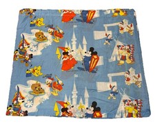Vtg 70s Disney Frontierland Curtain Panel Mickey Minnie Donald Pluto 35x41