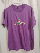 Vintage Goofy Disney Sketch Embroidered Purple Shirt Size L Made In USA