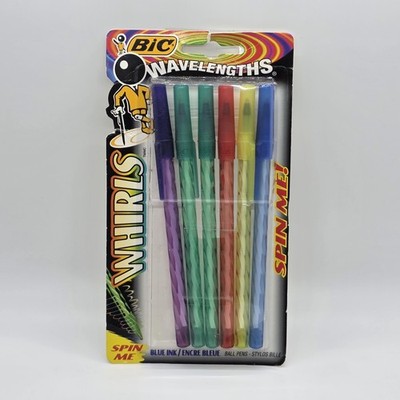 Vintage BIC Wavelengths Whirls Spin Me! Ball Pens 6-Pack Blue Ink 1995 SEALED