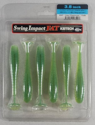 Keitech Swing Impact FAT 3.8 inch Paddletail #424 Lime/Chartreuse Squid Scent