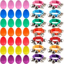 42 Pcs Shaker Musical Instruments Set Include 28 Pcs Colorful Egg Shaker and ...