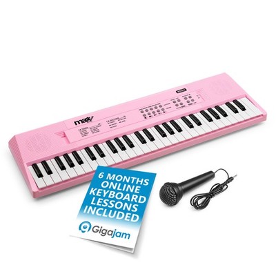 MAX KD54P Tragbares Elektronisches Musik Keyboard mit Mikrofon - 54 Tasten Pink