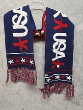 New Spyder USA Knitted Scarf Patriotic OS Reverseable Collage Winter Sports Fan