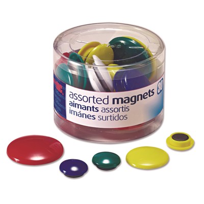 Officemate Assorted Magnets Circles Assorted Sizes & Colors 30/Tub 92500