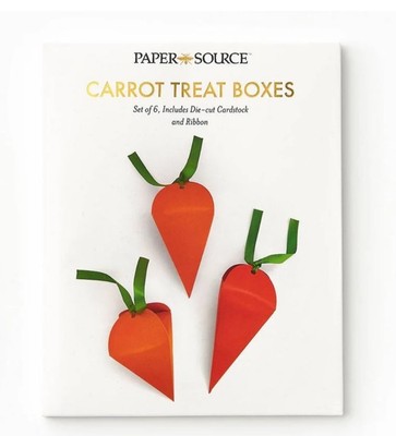 Paper Source Set of 6 Easter Carrot Treat Boxes Die - Cut w/ Ribbon New