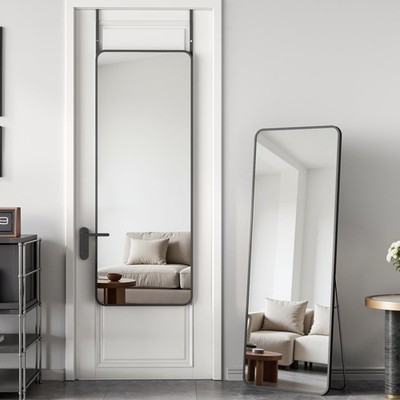 Over The Door Mirror Full Length, 49'' x 14''Wall Mounted Hanging Mirror, Alu...