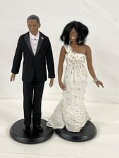 Danbury Mint Barack & Michelle Obama Inaugural Doll Set With Stands