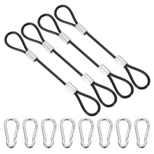 4 Inch Safety Cable Lock 4Pcs, 304 Stainless Steel Security Wire Rope Black