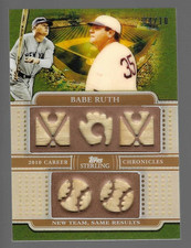 Babe Ruth HOF 2010 Topps Sterling Memorabilia Relics Five 4/10