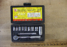 Vntg Indestro Metric 12 Pc 38 Dr. Socket Set9 Socketsratchet Ext Boxexc