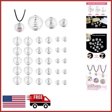 30 Pcs Spiral Bead Cages Pendants for Jewelry Making Silver Plated Findings