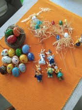 Konvolut Ostern Osterhase Osterei  Figuren Dekoration Holz 27 Teile