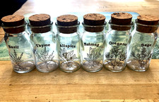 Słoiki na przyprawy wheaton / szklane butelki z korkowymi blatami 6-częściowy zestaw Vintage lata 70-te