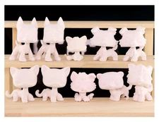 10Pcs Custom White Base LPS Shorthair Cat Dog for Kid Gift DIY Painting Toy