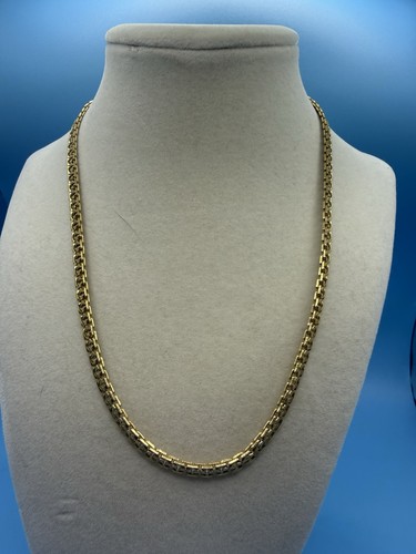Vintage Flat Link Unmarked Gold Tone Necklace